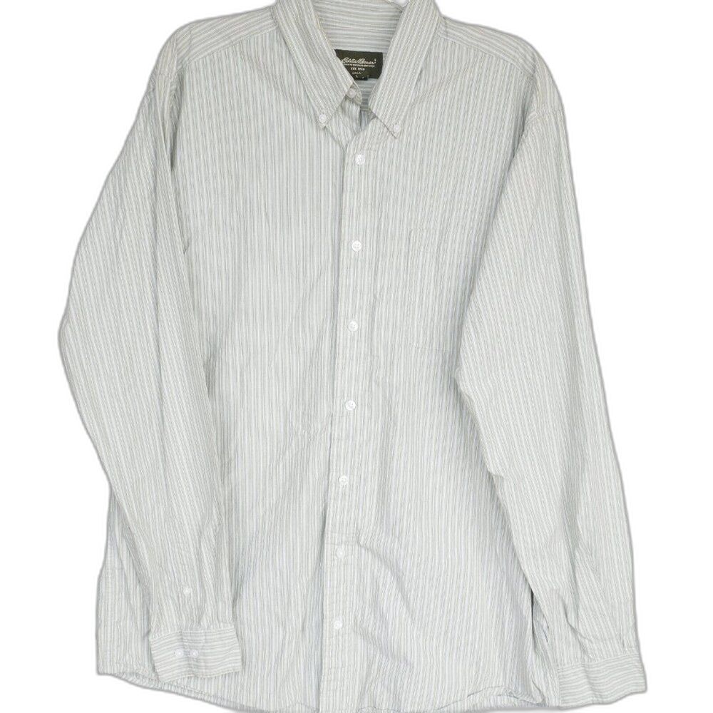 Eddie Bauer Mens Size Tall L Ligh Green Button Down Dress Shirt Cotton